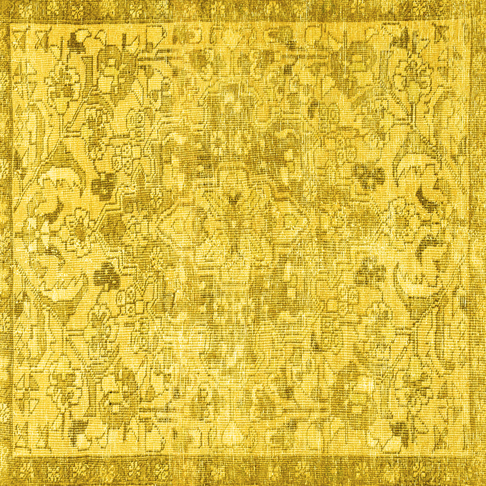 Square Machine Washable Persian Yellow Traditional Rug, wshtr3780yw