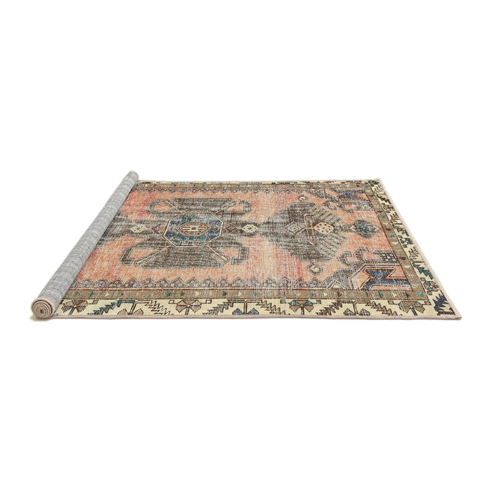 Sideview of Machine Washable Traditional Brown Rug, wshtr3781