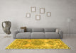 Machine Washable Persian Yellow Traditional Rug in a Living Room, wshtr3781yw