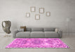 Machine Washable Persian Pink Traditional Rug in a Living Room, wshtr3781pnk