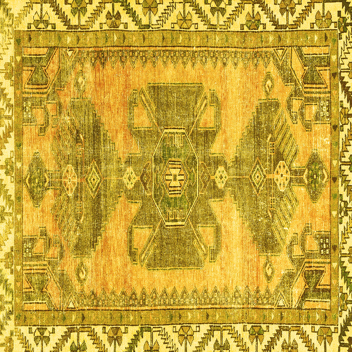 Square Machine Washable Persian Yellow Traditional Rug, wshtr3781yw