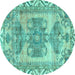 Round Persian Turquoise Traditional Rug, tr3781turq
