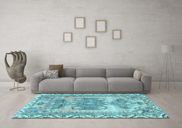 Machine Washable Persian Light Blue Traditional Rug in a Living Room, wshtr3781lblu