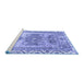 Sideview of Machine Washable Persian Blue Traditional Rug, wshtr3781blu