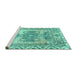 Sideview of Machine Washable Persian Turquoise Traditional Area Rugs, wshtr3781turq