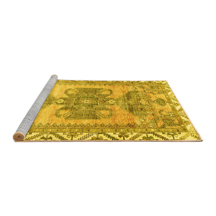 Sideview of Machine Washable Persian Yellow Traditional Rug, wshtr3781yw