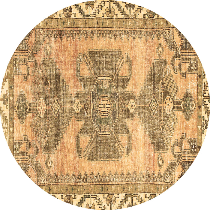 Round Persian Brown Traditional Rug, tr3781brn