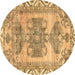 Round Persian Brown Traditional Rug, tr3781brn