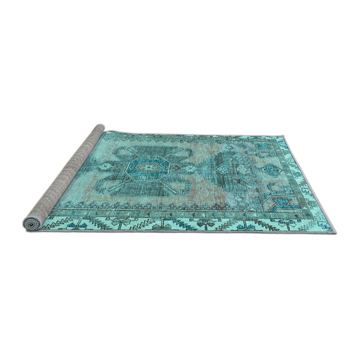 Sideview of Machine Washable Persian Light Blue Traditional Rug, wshtr3781lblu
