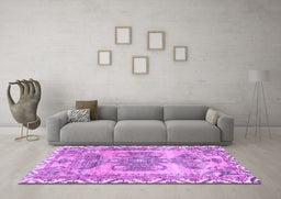 Machine Washable Persian Purple Traditional Area Rugs in a Living Room, wshtr3781pur