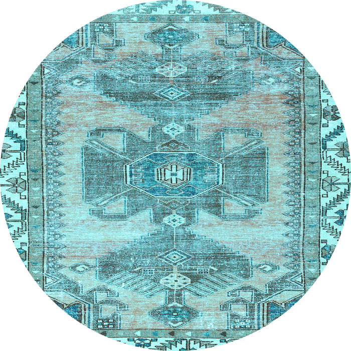 Round Persian Light Blue Traditional Rug, tr3781lblu