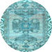 Round Persian Light Blue Traditional Rug, tr3781lblu