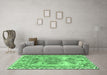 Machine Washable Persian Emerald Green Traditional Area Rugs in a Living Room,, wshtr3781emgrn