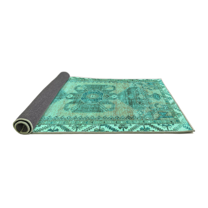 Sideview of Persian Turquoise Traditional Rug, tr3781turq