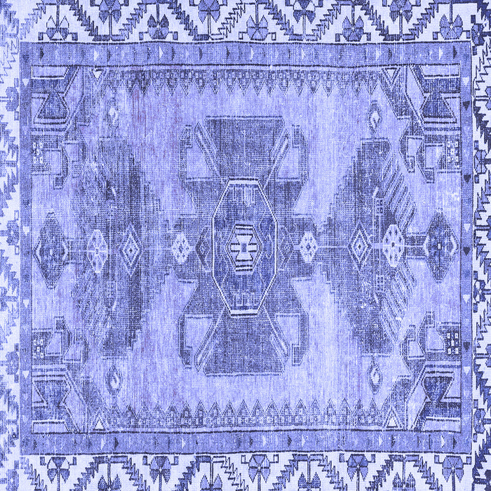 Square Machine Washable Persian Blue Traditional Rug, wshtr3781blu