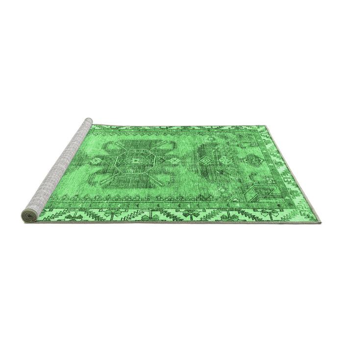 Sideview of Machine Washable Persian Emerald Green Traditional Area Rugs, wshtr3781emgrn