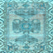 Square Machine Washable Persian Light Blue Traditional Rug, wshtr3781lblu