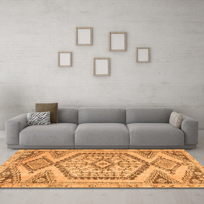 Machine Washable Persian Orange Traditional Area Rugs in a Living Room, wshtr3782org