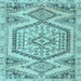 Square Machine Washable Persian Light Blue Traditional Rug, wshtr3782lblu