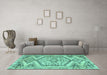 Machine Washable Persian Turquoise Traditional Area Rugs in a Living Room,, wshtr3782turq