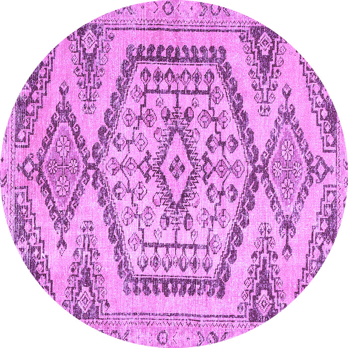 Round Persian Purple Traditional Rug, tr3782pur