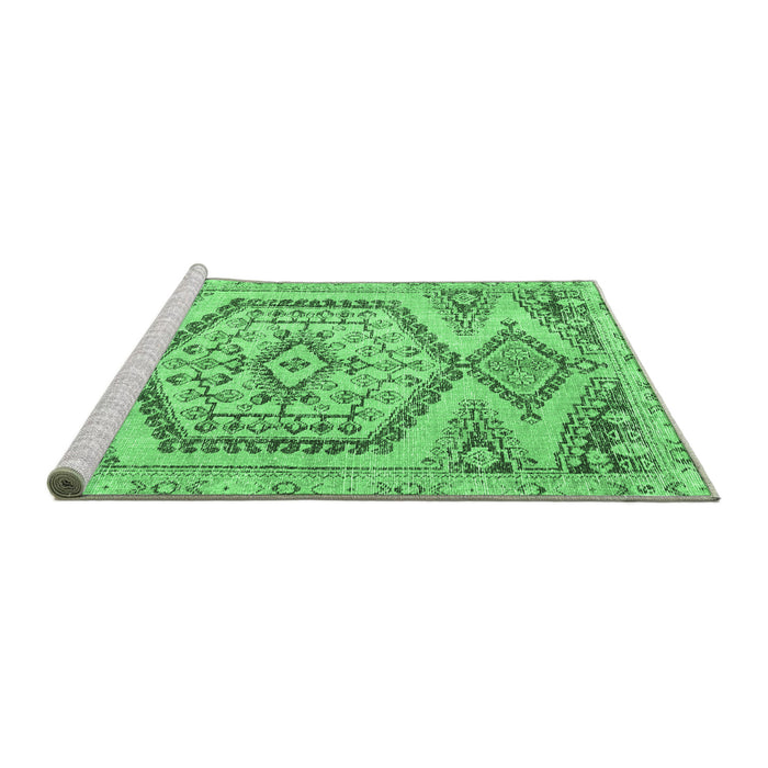 Sideview of Machine Washable Persian Emerald Green Traditional Area Rugs, wshtr3782emgrn