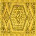 Square Machine Washable Persian Yellow Traditional Rug, wshtr3782yw