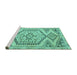 Sideview of Machine Washable Persian Turquoise Traditional Area Rugs, wshtr3782turq