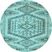 Round Persian Light Blue Traditional Rug, tr3782lblu
