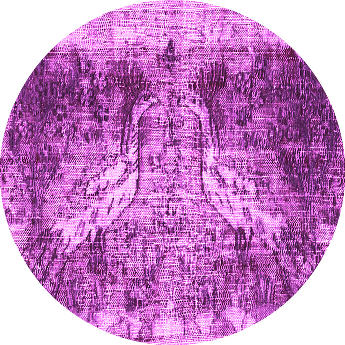 Round Machine Washable Persian Pink Traditional Rug, wshtr3783pnk