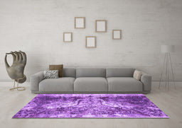 Machine Washable Persian Purple Traditional Area Rugs in a Living Room, wshtr3783pur