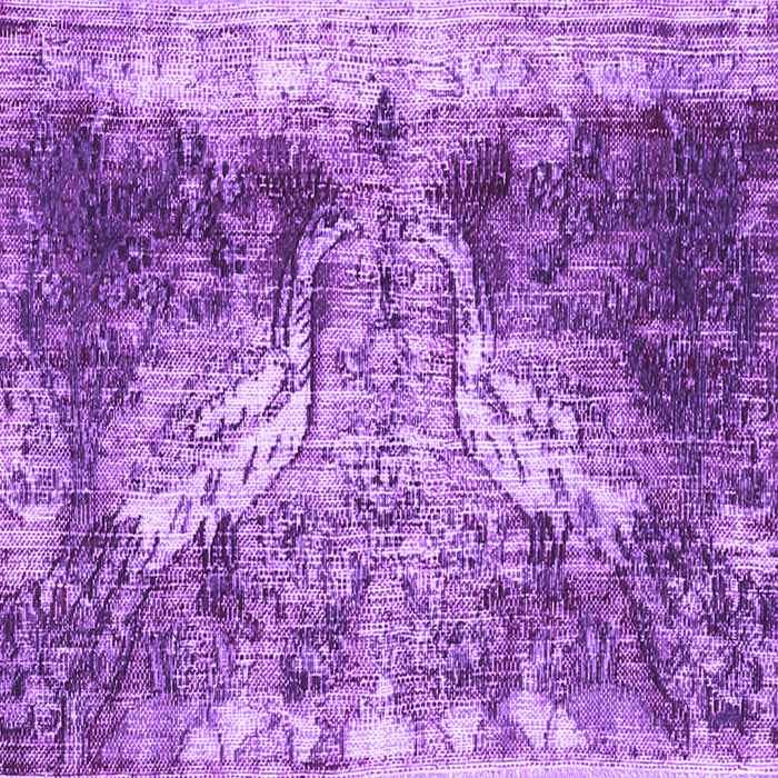 Square Machine Washable Persian Purple Traditional Area Rugs, wshtr3783pur