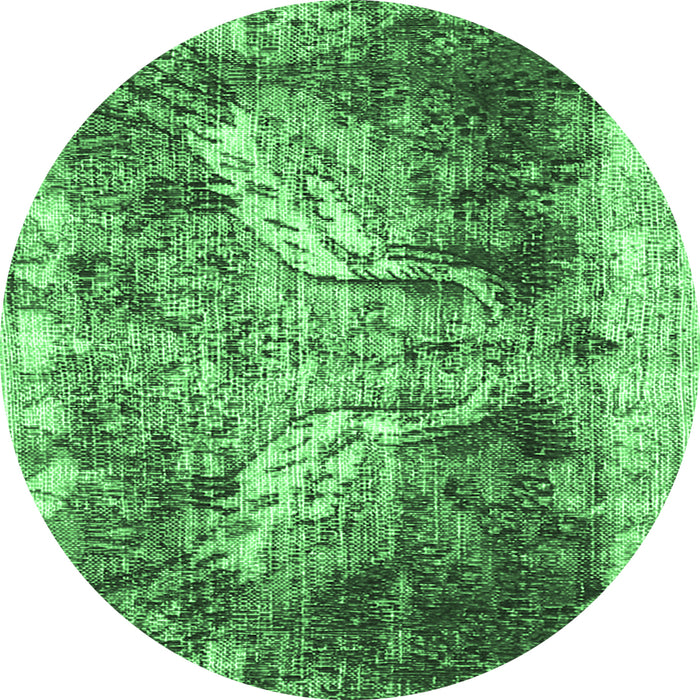 Round Persian Emerald Green Traditional Rug, tr3783emgrn