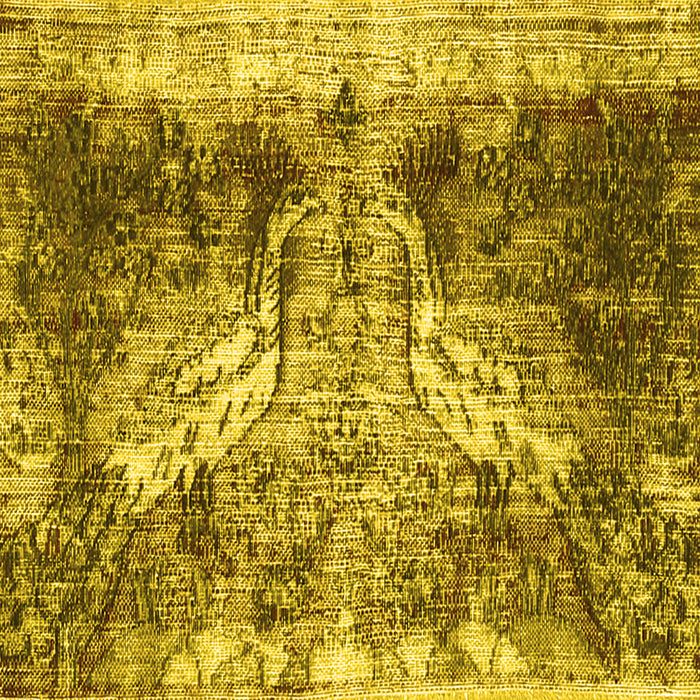 Square Machine Washable Persian Yellow Traditional Rug, wshtr3783yw