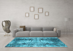 Machine Washable Persian Light Blue Traditional Rug in a Living Room, wshtr3783lblu