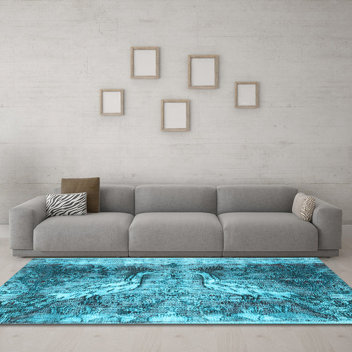 Machine Washable Persian Light Blue Traditional Rug in a Living Room, wshtr3783lblu