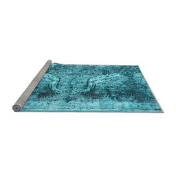 Sideview of Machine Washable Persian Light Blue Traditional Rug, wshtr3783lblu