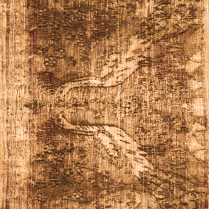 Round Machine Washable Persian Orange Traditional Area Rugs, wshtr3783org