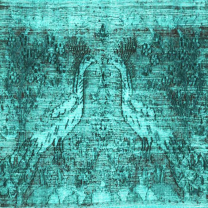 Square Persian Turquoise Traditional Rug, tr3783turq