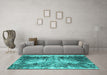 Machine Washable Persian Turquoise Traditional Area Rugs in a Living Room,, wshtr3783turq