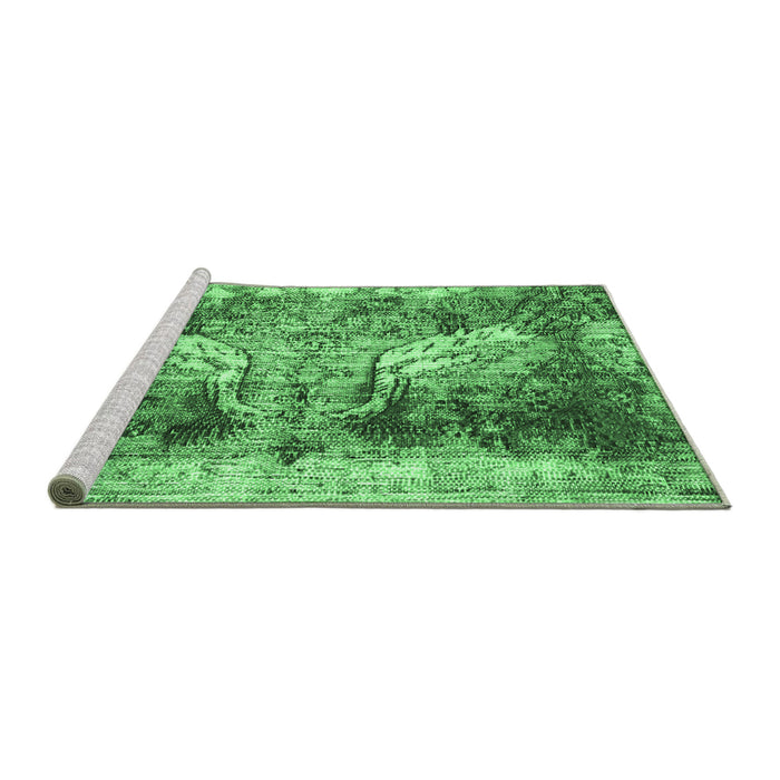 Sideview of Machine Washable Persian Emerald Green Traditional Area Rugs, wshtr3783emgrn