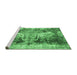 Sideview of Machine Washable Persian Emerald Green Traditional Area Rugs, wshtr3783emgrn