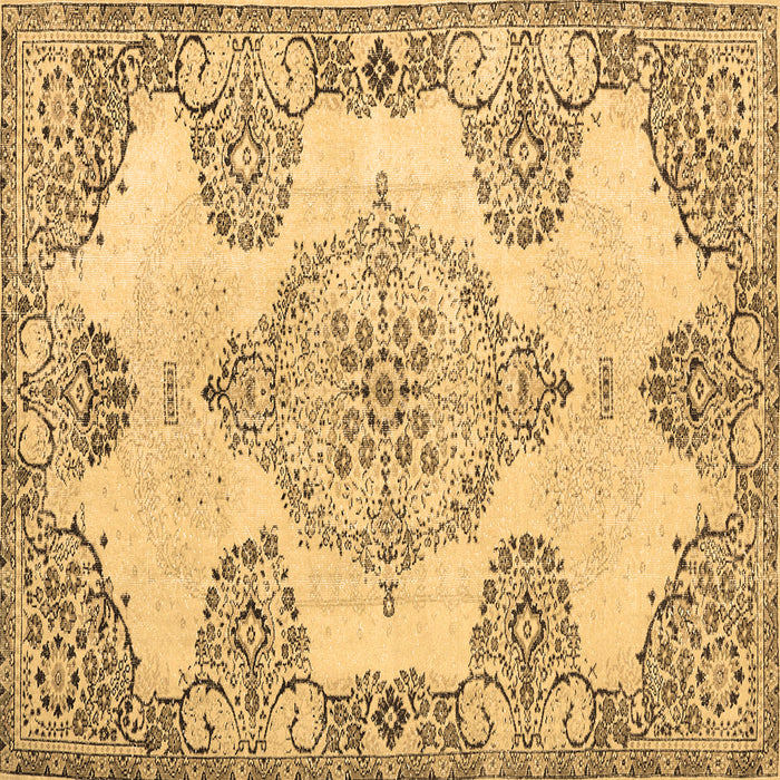 Square Machine Washable Medallion Brown Traditional Rug, wshtr3784brn