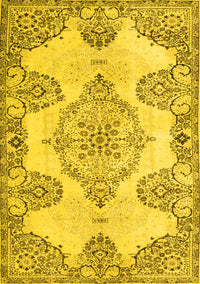 Medallion Yellow Traditional Rug, tr3784yw