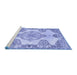 Sideview of Machine Washable Medallion Blue Traditional Rug, wshtr3784blu