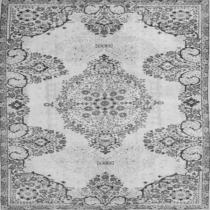 Round Machine Washable Medallion Gray Traditional Rug, wshtr3784gry