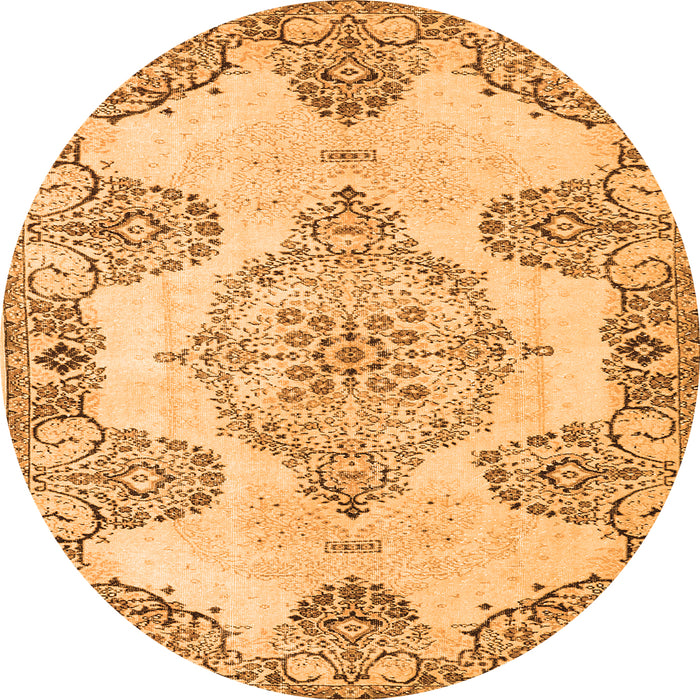 Machine Washable Medallion Orange Traditional Area Rugs, wshtr3784org