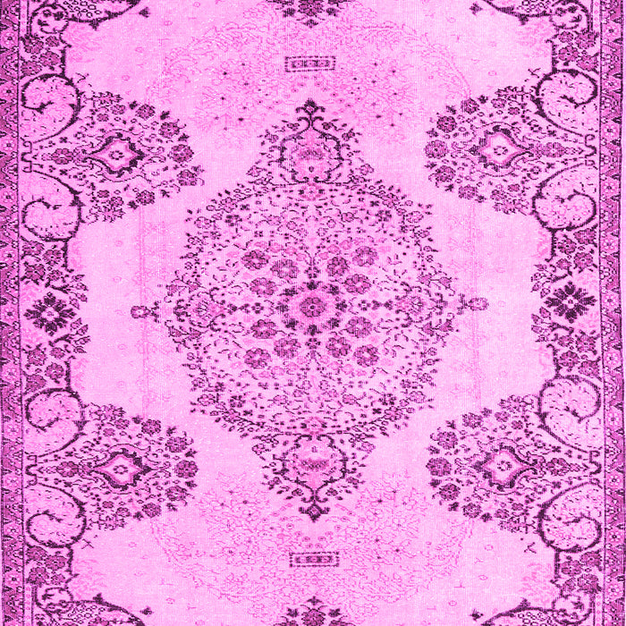 Machine Washable Medallion Pink Traditional Rug, wshtr3784pnk
