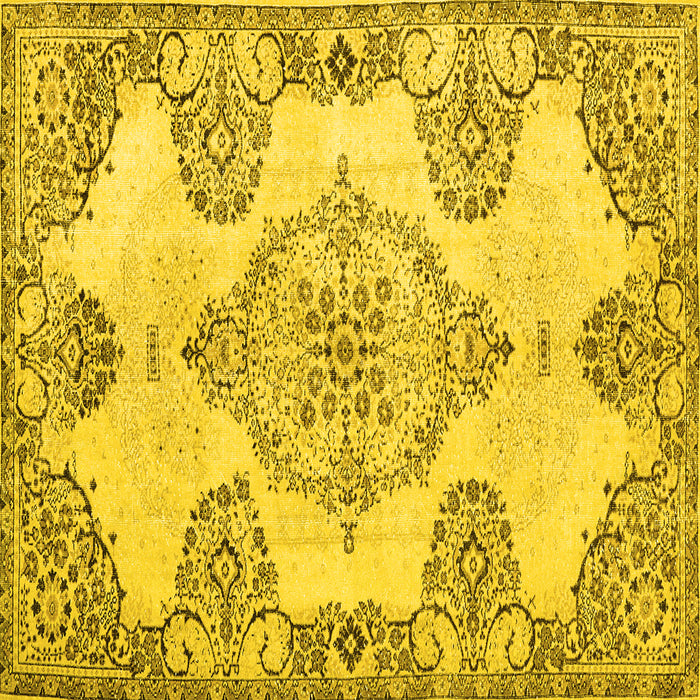 Square Medallion Yellow Traditional Rug, tr3784yw