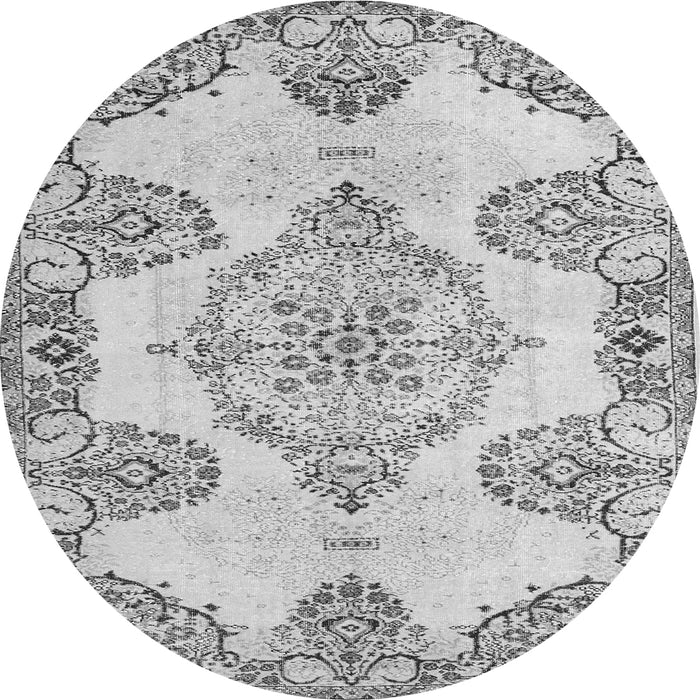 Square Medallion Gray Traditional Rug, tr3784gry